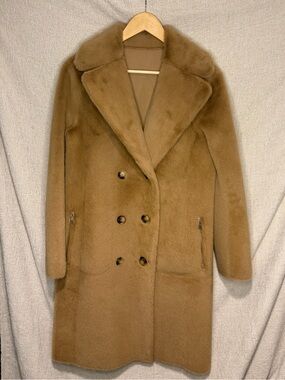 Women’s Reversible Faux Fur Double-Breasted Coat - Camel